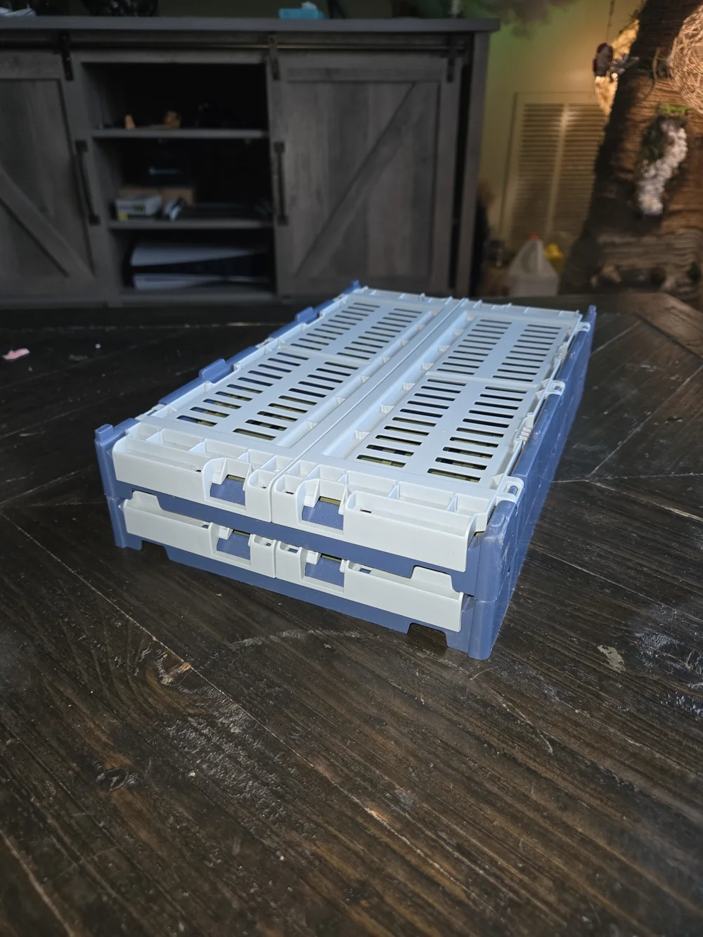 Collapsible Plastic Storage Crates - Blue, Olive, White